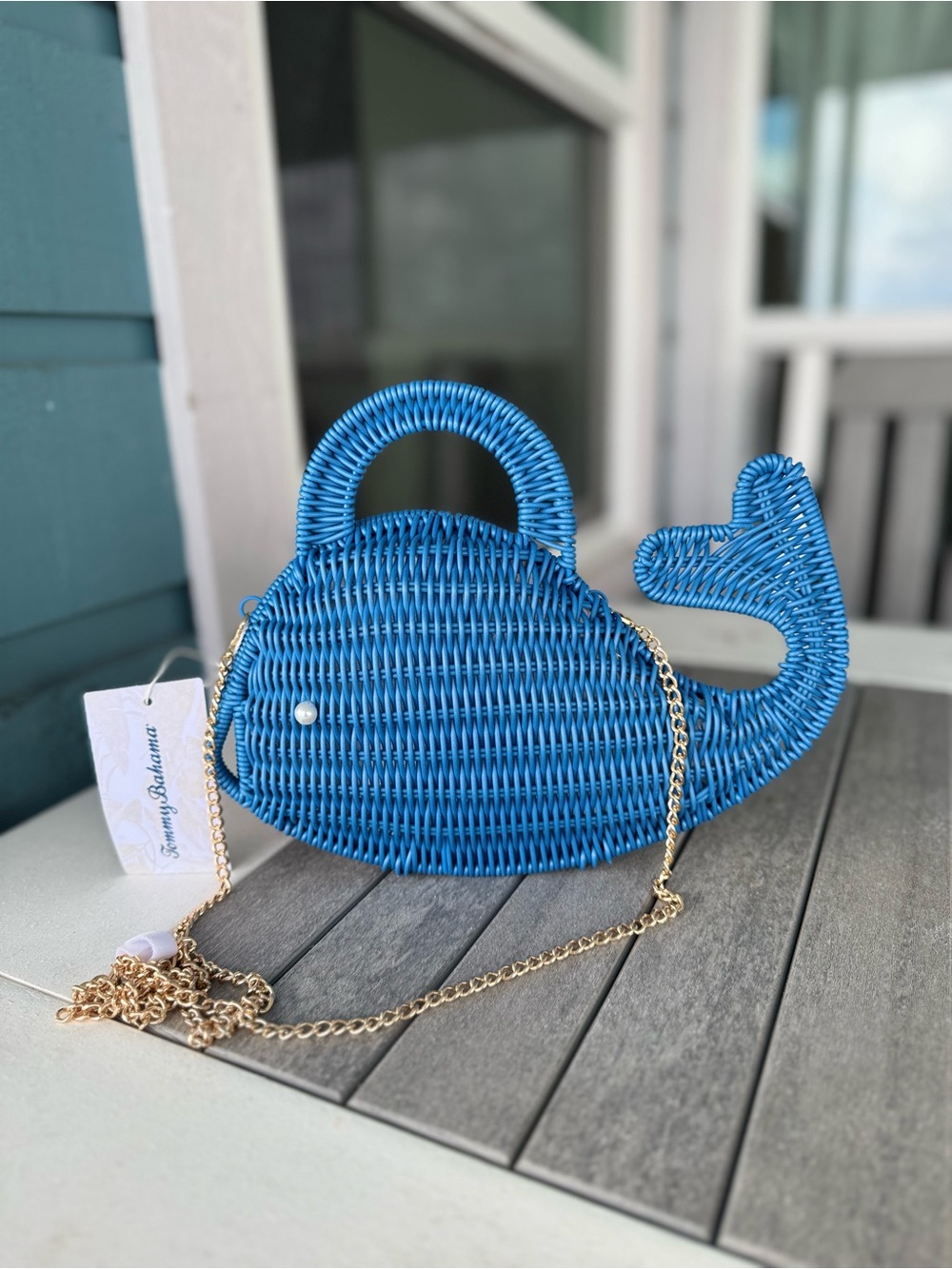 Tommy Bahama Blue/Navy Whale Woven Crossbody Bag